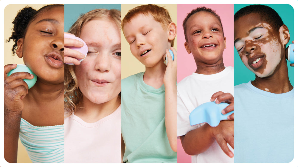Smiling children of the Cosi Family enjoying itch-free skin